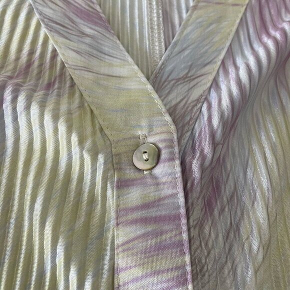 Entro Top Womens M/L Multi Pastel Tie-Dye Pleated Boxy Crop Blouse Spring - Picture 5 of 10